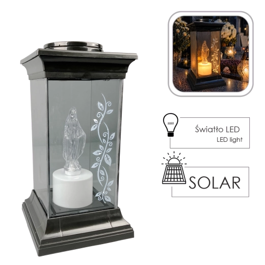 Solárny lampáš s Pannou Máriou LED 28 cm