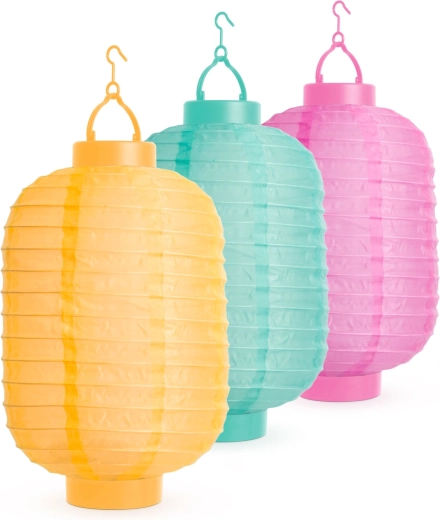 Solárny lampáš v 3 farbách so studenobielou LED, 21 cm – 1 kus