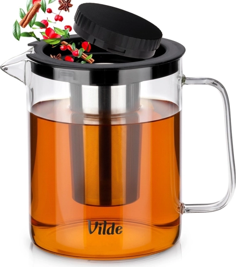 Sklenená kanvica s nerezovým čajovým filtrom 1,5 l