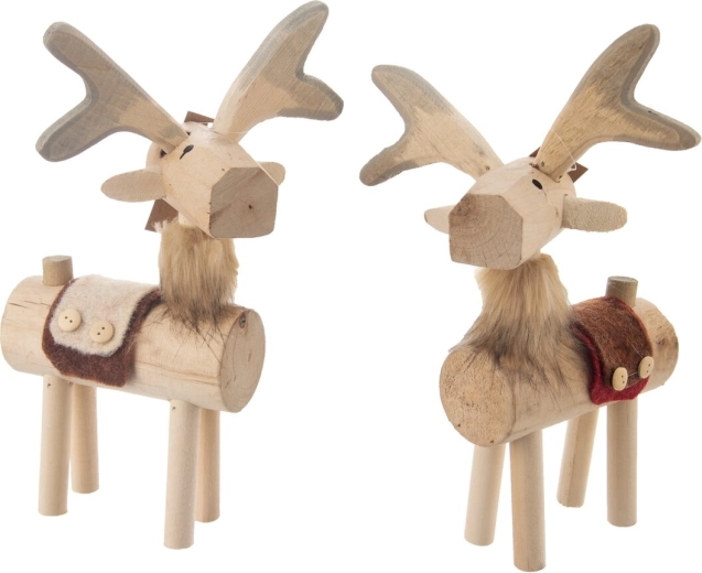 Dekorácia Sob – drevo a plsť, béžová, 37 cm