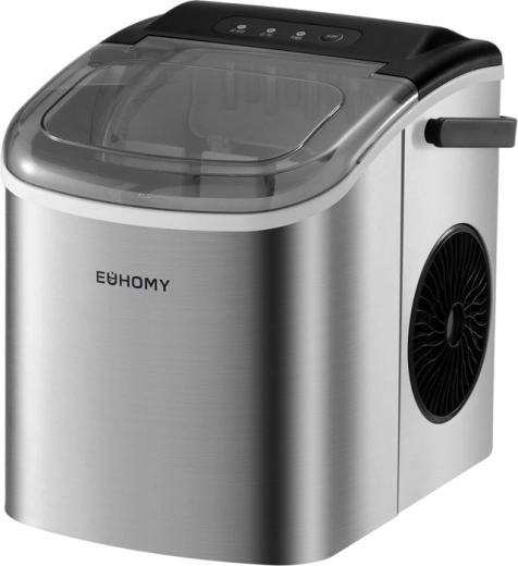 Euhomy IM001 kompaktný výrobník ľadových kociek 12 kg/deň, 1,2 l (strieborný)