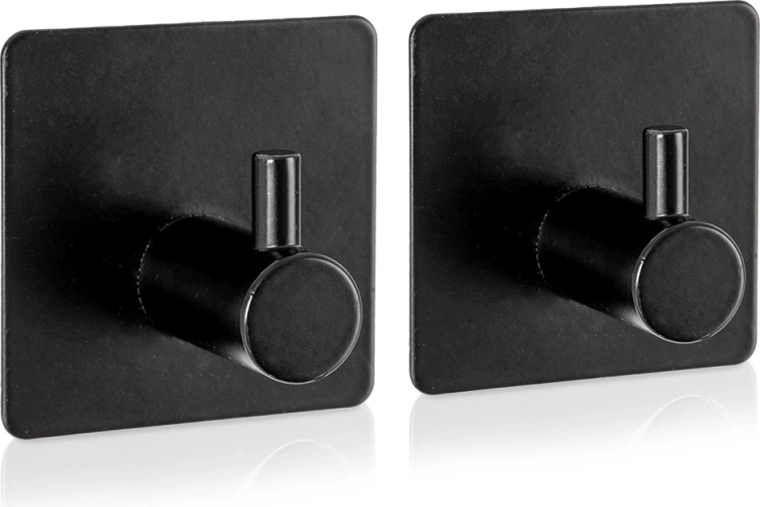 Samolepiaci háčik RADKA, čierny, 4,5 × 4,5 cm, 2 ks