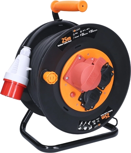 Solight predlžovací prívod na bubne 25 m, 400 V + 230 V, IP44