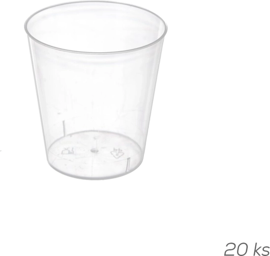 Plastové štamperl íky 30 ml transparentné - 20 ks