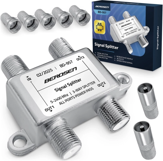 Pásmový anténny splitter 3-cestný 5–2400 MHz Berdsen