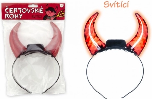 Svetielkujúce čertovské rohy na batérie 15 cm