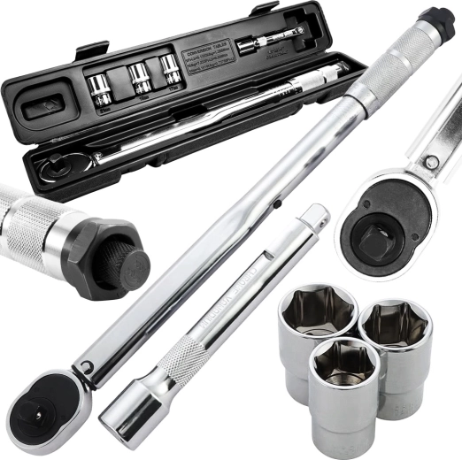 Súprava momentového kľúča 1/2'' 40–210 Nm s hlavicami 17/19/21 a kufríkom