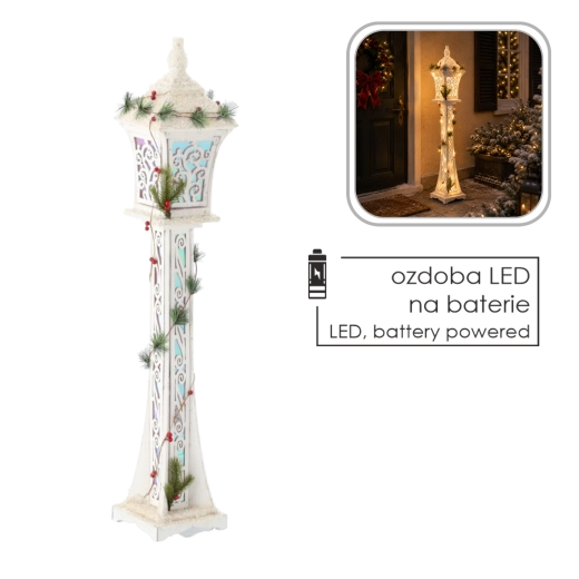 Vianočná biela LED lampa 18 × 18 × 100 cm