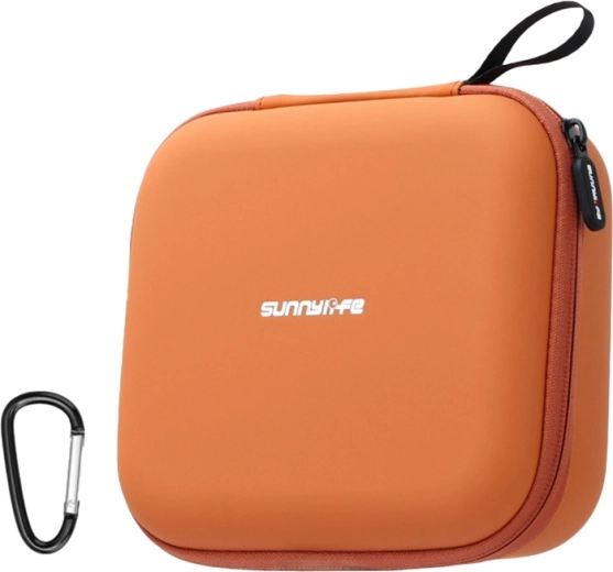Kožené puzdro Sunnylife so sieťovaným vreckom pre DJI Neo 2, oranžové