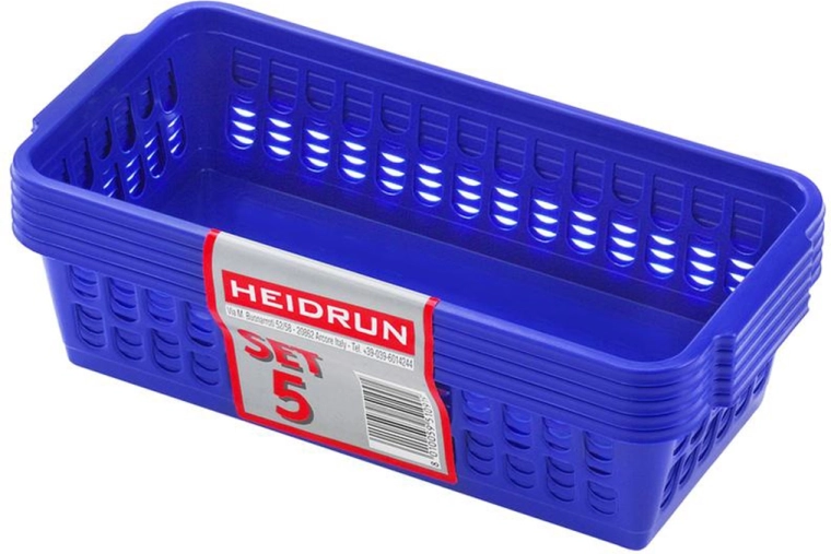 Plastové košíky HEIDRUN 20,5 × 10 × 6,5 cm, sada 5 ks, mix farieb