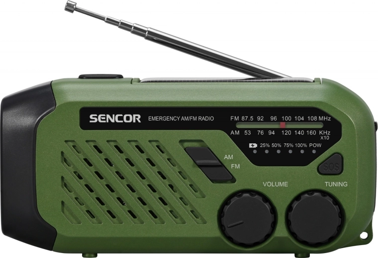 Prenosné pohotovostné AM/FM rádio s LED svietidlom a solárnym napájaním