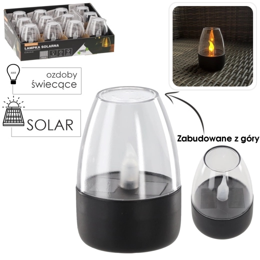 Solárna LED sviečka bez plameňa 6 × 6 × 9 cm, teplá biela