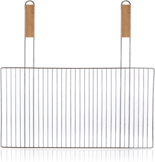 Grilovací rošt BBQ 57 × 30 cm s drevenými rukoväťami