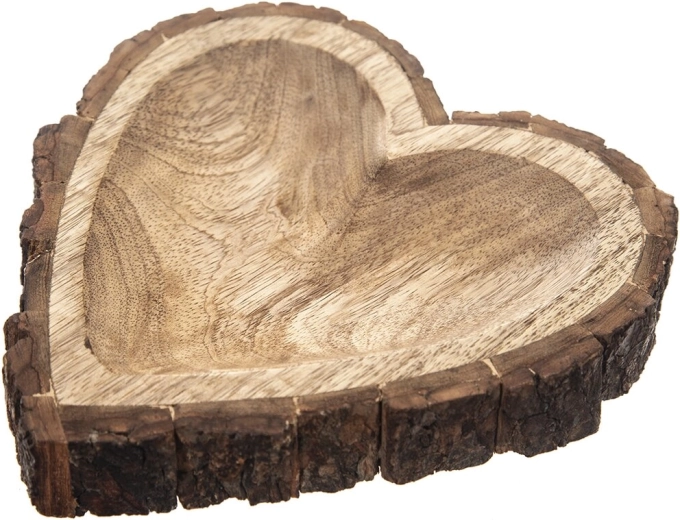 Podnos z mangového dreva s motívom srdca v dekore kôra 22 × 22 × 3 cm