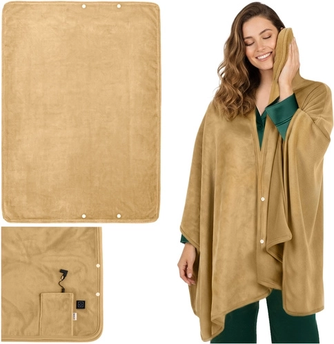 Ruhhy elektrická vyhrievaná prikrývka na chrbát a ramená 160 × 90 cm, béžová