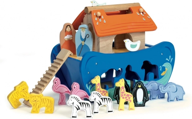 Le Toy Van Noemova archa – drevený vkladací triedič tvarov so zvieratkami