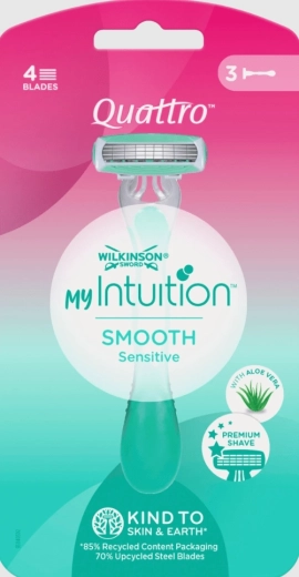Jednorazový holiaci strojček Wilkinson Quattro My Intuition Smooth Sensitive, 3 ks