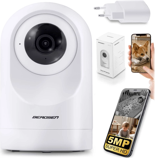 Otočná Wi‑Fi IP kamera 5 MP Berdsen biela