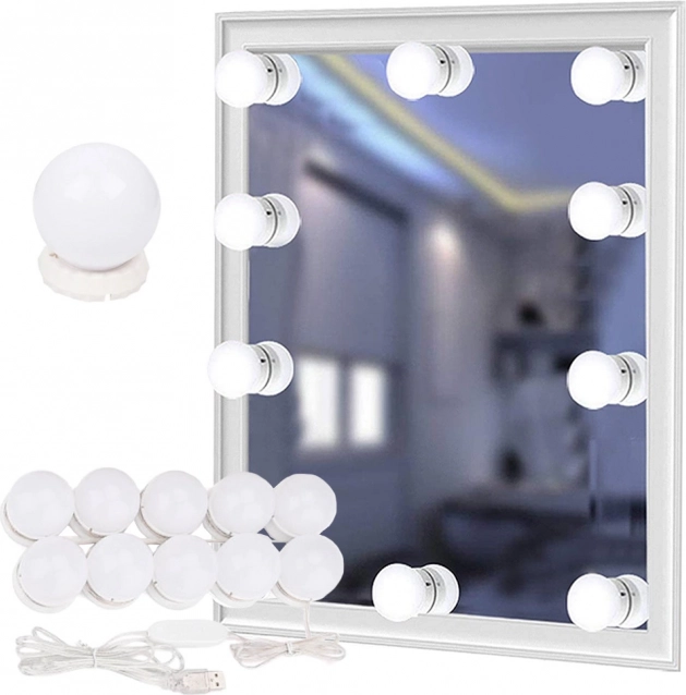 LED svetlá na zrkadlo a toaletný stolík – make-up sada 10 ks