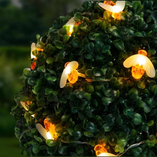 Solárna LED svetelná reťaz včielky, 2,3 m, 20 LED, teplá biela