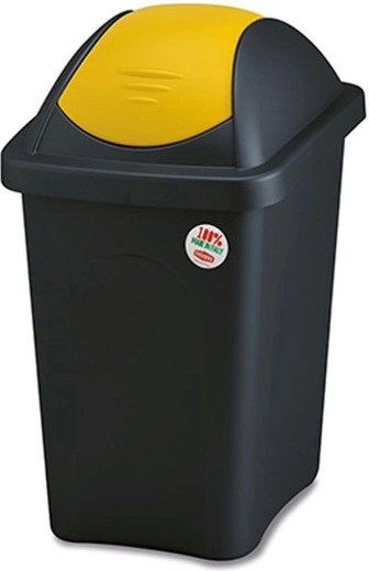 Výklopný odpadkový kôš MULTIPAT 30 l, obdĺžnikový, čierno‑žlté veko
