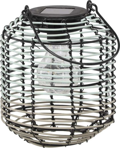 Solárny kovový lampión LED 19 cm zelenosivý