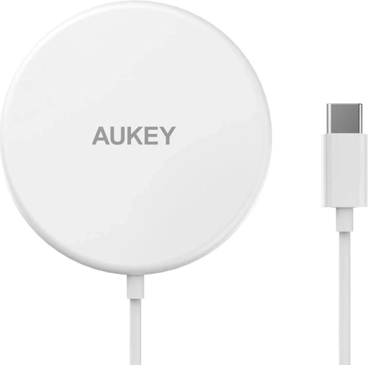 Aukey Aircore Magnetic LC-A1 biela bezdrôtová nabíjačka MagSafe Qi 15 W USB-C