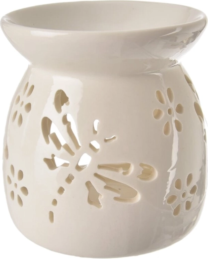 Biela keramická aromalampa s motívom vážky