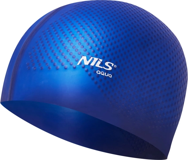 Silikónová plavecká čiapka NILS Aqua NQC Dots tmavomodrá