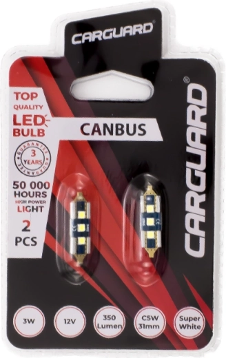 LED žiarovka CARGUARD CANBUS Sofit C5W 31 mm 3 W 350 lm – 2 kusy