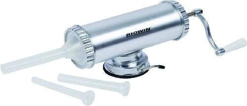 Ručná plnička jaterníc a klobás z hliníkovej zliatiny, priemer 10 cm, 1,5 kg + 3 nadstavce