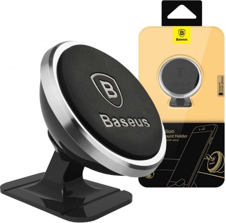 Baseus magnetický držiak do auta na telefón, 360° otočný, strieborný