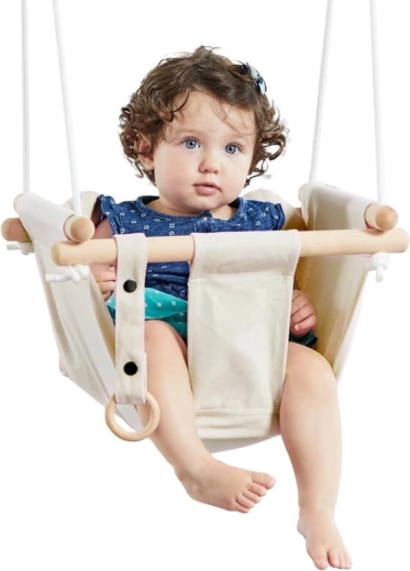 2Kids Toys detská textilná hojdačka z bavlny béžová