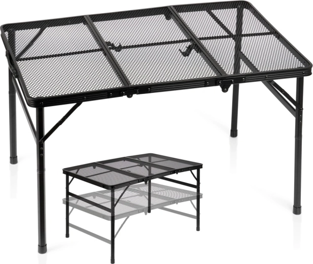 Vilde skladací turistický stôl 2v1 s nastaviteľnou výškou 90 × 60 cm čierny