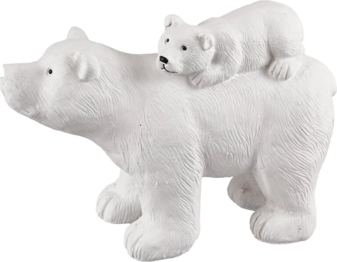 Dekoratívna soška ľadového medveďa z polystone, biela 35 cm