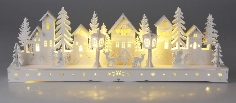 Drevená LED dekorácia domčeky 45 cm