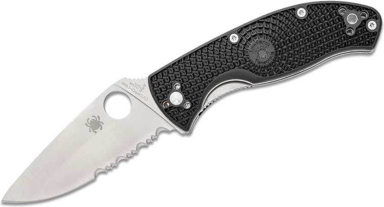Zatvárací nôž Spyderco Tenacious Lightweight, čiastočne zúbkovaná čepeľ 8,6 cm, čierny FRN