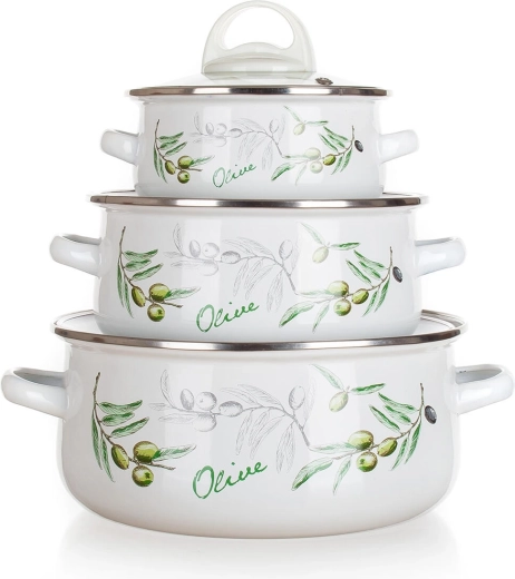 Banquet súprava smaltovaných hrncov Olives 6 dielov