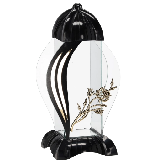 Lampáš s motívom ruže Róža, čierny, 39 cm - 1 kus