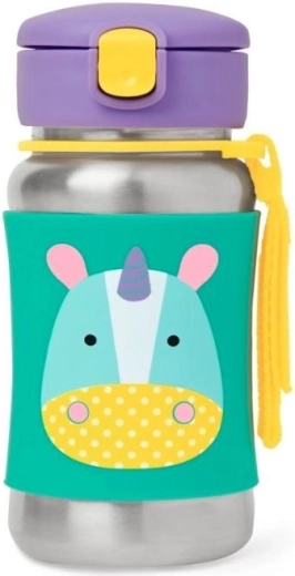 Skip Hop Zoo nerezová fľaša so slamkou Narval 350 ml