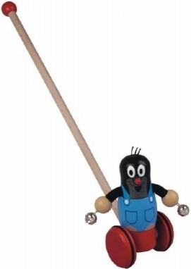 Drevená tlačná hračka Krteček s rolničkami