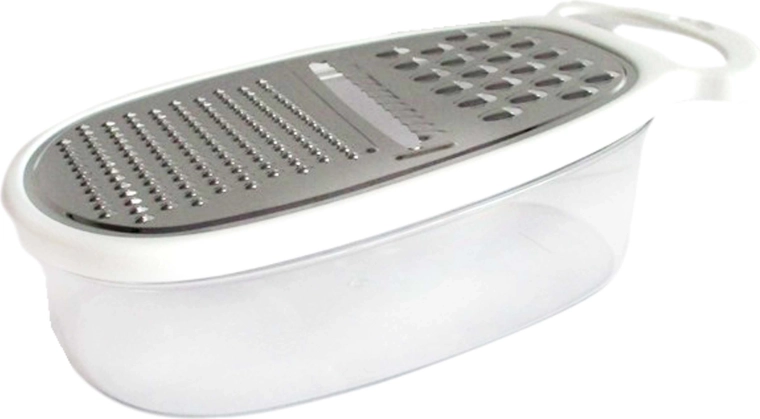 Kuchynské strúhadlo z nerezu s plastovou rukoväťou, biele