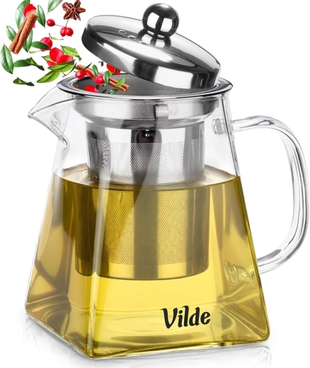 Sklenená kanvica s nerezovým filtrom 490 ml žiaruvzdorná