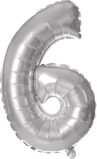 Fóliový balónik TORO číslica 6, 30 cm, strieborný