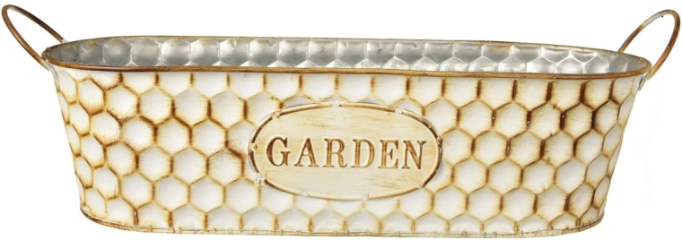 Kvetináč GARDEN plechový béžový 37 × 10 × 10 cm