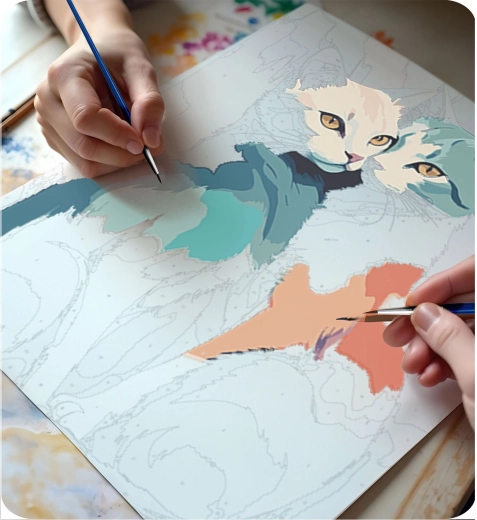 Motív mačiek plný farieb a radosti