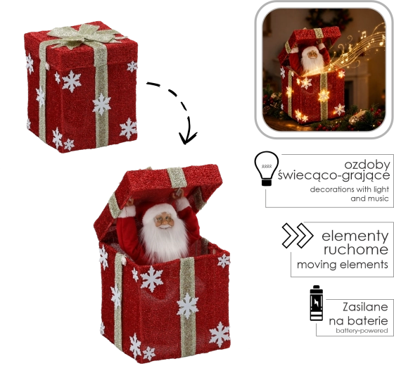 Santa vykukujúci z darčeka