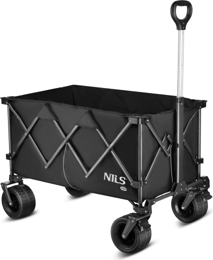 Skladací kempingový vozík XXL NILS Camp, čierny