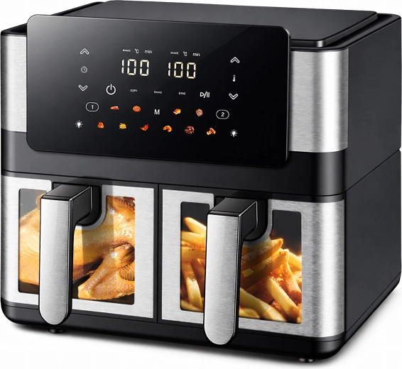 Teplovzdušná fritéza (air fryer) s dvoma košmi 8 l (4+4 l) 2000 W, 12 programov