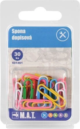 Farebné kancelárske spinky, mix farieb, 30 ks